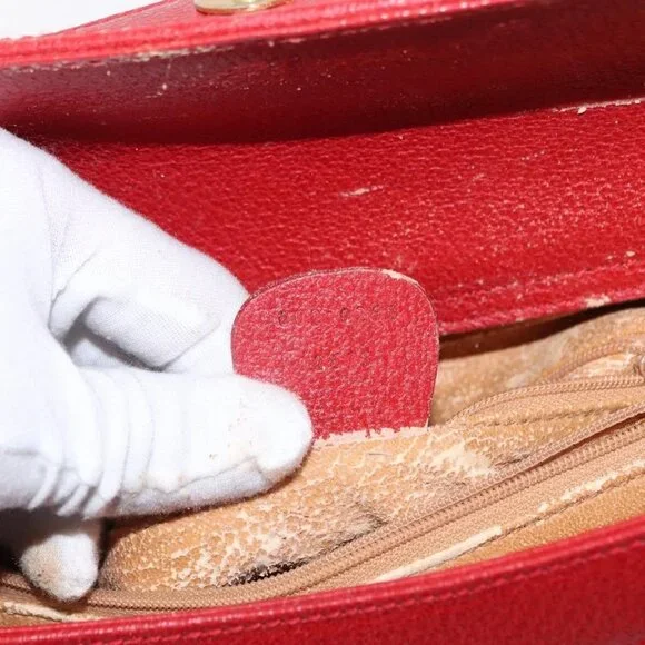 GUCCI Bamboo Hand Bag Leather Red Gold 002 0260 2615 Auth ep12137 - Picture 12 of 16